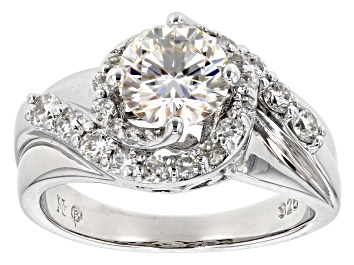 Picture of Pre-Owned Moissanite Fire® 1.80ct Diamond Equivalent Weight Round Platineve™ Swirl Ring