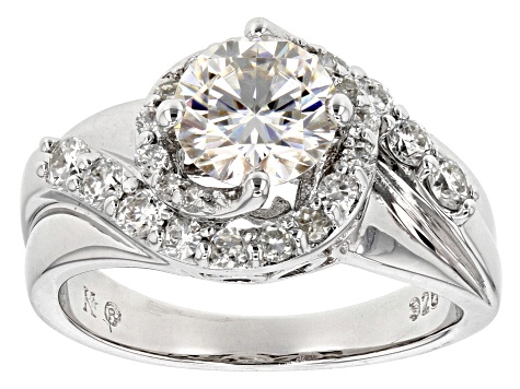 Pre-Owned Moissanite Fire® 1.80ct Diamond Equivalent Weight Round Platineve™ Swirl Ring