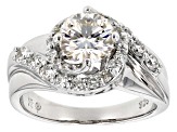 Pre-Owned Moissanite Fire® 1.80ct Diamond Equivalent Weight Round Platineve™ Swirl Ring