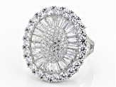 Pre-Owned White Cubic Zirconia Rhodium Over Sterling Silver Ring 6.12ctw