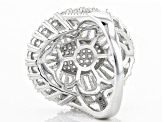 Pre-Owned White Cubic Zirconia Rhodium Over Sterling Silver Ring 6.12ctw