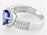 Pre-Owned Blue And White Cubic Zirconia Sterling Silver Ring 3.50ctw