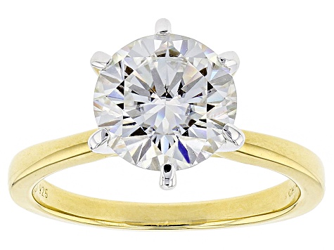 Pre-Owned Moissanite Fire® 3.10ct DEW 14k Yg Over Sterling Silver Solitaire Ring