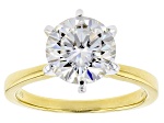 Pre-Owned Moissanite Fire® 3.10ct DEW 14k Yg Over Sterling Silver Solitaire Ring