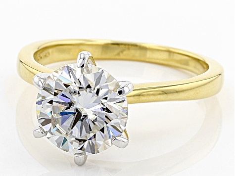 Pre-Owned Moissanite Fire® 3.10ct DEW 14k Yg Over Sterling Silver Solitaire Ring