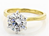Pre-Owned Moissanite Fire® 3.10ct DEW 14k Yg Over Sterling Silver Solitaire Ring