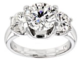 Pre-Owned Moissanite Platineve 3 Stone Ring 4.30ctw DEW