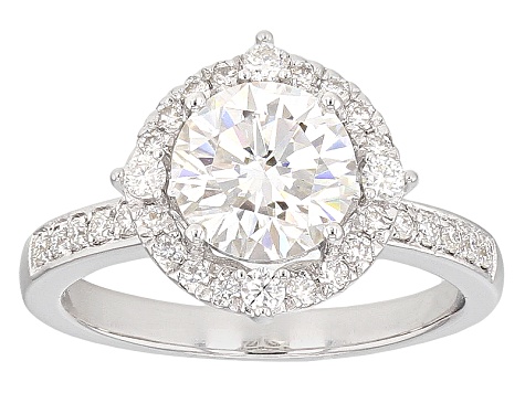 Pre-Owned Moissanite Fire® 1.90ctw Diamond Equivalent Weight Round Platineve™ Ring