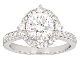 Pre-Owned Moissanite Fire® 1.90ctw Diamond Equivalent Weight Round Platineve™ Ring