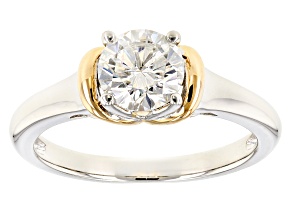 Pre-Owned Moissanite Ring Two Tone 14k Yellow Gold Over Platineve™ 1.20ctw DEW