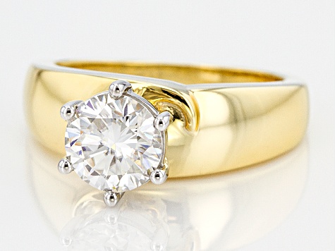 Pre-Owned Moissanite Ring 14k Yellow Gold Over Silver 1.90ct DEW.