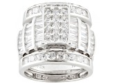Pre-Owned Cubic Zirconia Sterling Silver Ring With Bands 8.42ctw