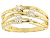 Pre-Owned Moissanite Ring 14 Yellow Gold Ovr Silver .18ctw DEW