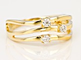 Pre-Owned Moissanite Ring 14 Yellow Gold Ovr Silver .18ctw DEW