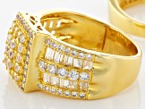 Pre-Owned White Cubic Zirconia 18k Yellow Gold Over Sterling Silver Ring With Band 4.32ctw