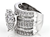 Pre-Owned White Cubic Zirconia Rhodium Over Sterling Silver Heart Ring 8.25ctw