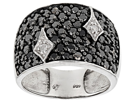 Pre-Owned Black and White Diamond Rhodium over Sterling Silver Ring 2.00ctw