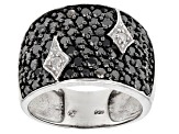 Pre-Owned Black and White Diamond Rhodium over Sterling Silver Ring 2.00ctw