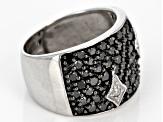 Pre-Owned Black and White Diamond Rhodium over Sterling Silver Ring 2.00ctw