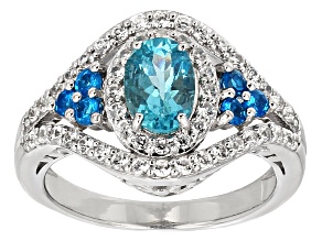 Pre-Owned Blue Paraiba Color Apatite Sterling Silver Ring 1.32ctw