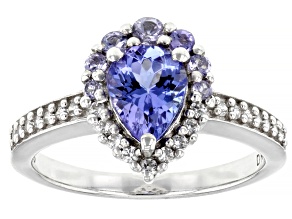 Pre-Owned Blue tanzanite rhodium over silver ring 1.35ctw