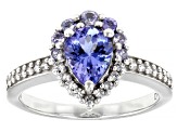 Pre-Owned Blue tanzanite rhodium over silver ring 1.35ctw