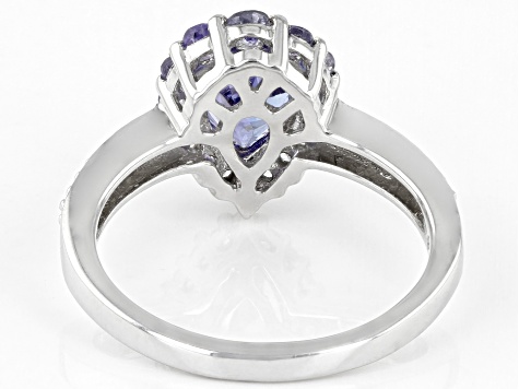 Pre-Owned Blue tanzanite rhodium over silver ring 1.35ctw