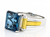 Pre-Owned London Blue Topaz Sterling Silver Men's Ring 6.35ct