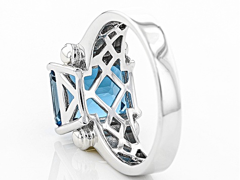 Pre-Owned London Blue Topaz Sterling Silver Men's Ring 6.35ct