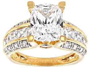 Pre-Owned Cubic Zirconia 18k Yellow Gold Over Silver Ring 7.77ctw