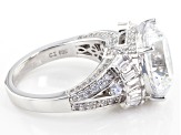Pre-Owned White Cubic Zirconia Rhodium Over Sterling Silver Ring 12.39ctw