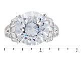 Pre-Owned White Cubic Zirconia Rhodium Over Sterling Silver Ring 12.39ctw