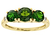Pre-Owned  2.02ctw Round Chrome Diopside White Diamond 10kt Yellow Gold 3-Stone Ring