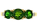 Pre-Owned  2.02ctw Round Chrome Diopside White Diamond 10kt Yellow Gold 3-Stone Ring