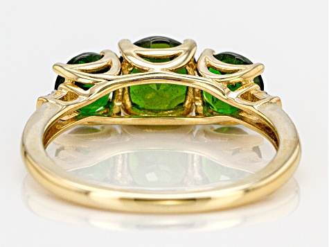 Pre-Owned  2.02ctw Round Chrome Diopside White Diamond 10kt Yellow Gold 3-Stone Ring