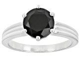 Pre-Owned Black Spinel Silver Ring, Earrings, Pendant With Chain Jewelry Set 9.46ctw