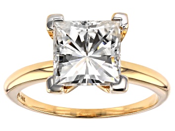 Picture of Pre-Owned Moissanite 14k Yellow Gold Solitaire Ring 3.10ctw DEW.