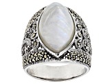 Pre-Owned White rainbow moonstone sterling silver ring