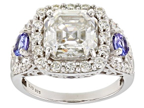 Pre-Owned Moissanite and Tanzanite Platineve Ring 5.00ctw DEW.