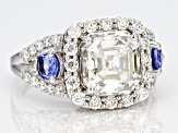 Pre-Owned Moissanite and Tanzanite Platineve Ring 5.00ctw DEW.