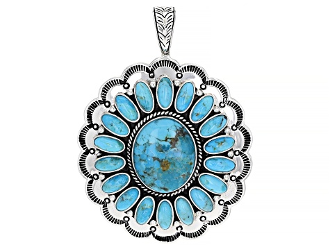 Pre-Owned Blue Kingman Turquoise Sterling Silver Enhancer