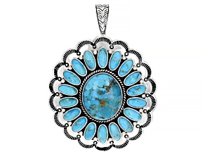 Pre-Owned Blue Kingman Turquoise Sterling Silver Enhancer
