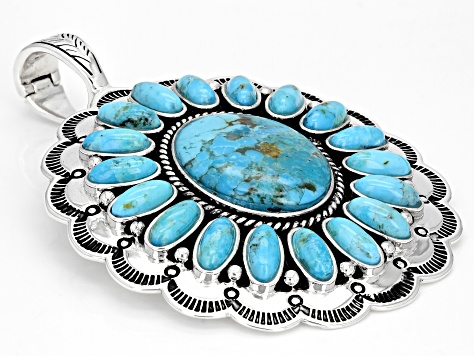 Pre-Owned Blue Kingman Turquoise Sterling Silver Enhancer