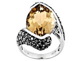 Pre-Owned Brown Champagne Quartz Sterling Silver Ring 12.32ctw