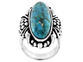 Pre-Owned Turquoise Sterling Silver Floral Ring