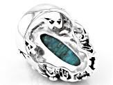 Pre-Owned Turquoise Sterling Silver Floral Ring