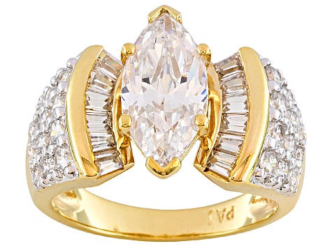 Pre-Owned 3.36ctw Cubic Zirconia Yellow Silver & Gold Bridal Ring ...