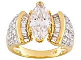 Pre-Owned 3.36ctw Cubic Zirconia Yellow Silver & Gold Bridal Ring