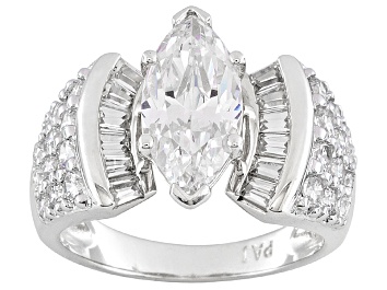 Picture of Pre-Owned 5.7ctw Cubic Zirconia Rhodium Over Sterling Silver Bridal Ring