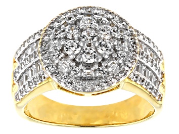 Picture of Pre-Owned White Cubic Zirconia 18k Yellow Gold Over Sterling Silver Ring 2.00ctw